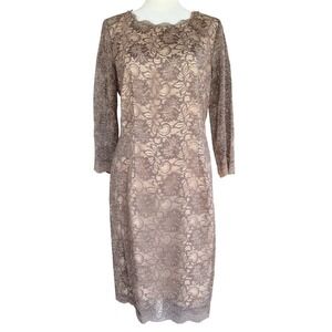 Alex Marie Stella Dress Size 8 Brown Autumn Escape Lace Lined Elegant Cocktail